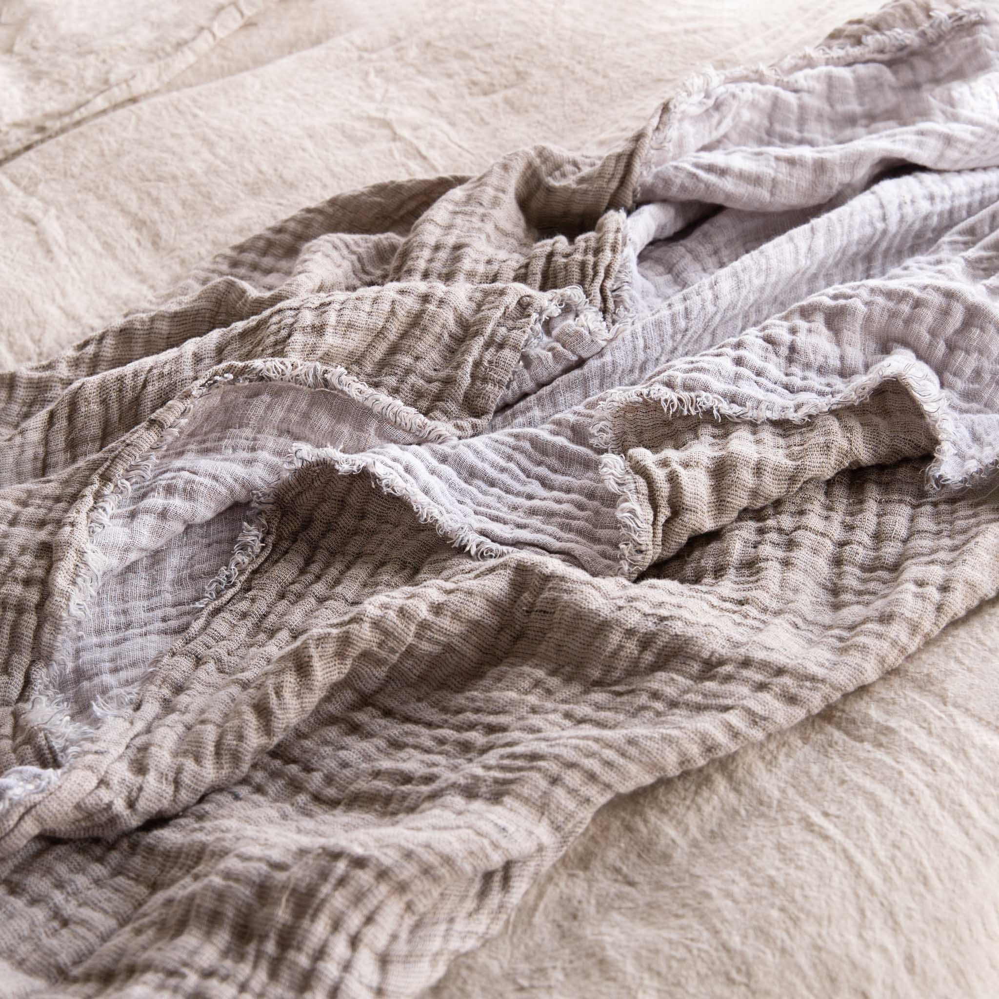Reversible Linen Throw | Natural & Grey | Hale Mercantile Co.