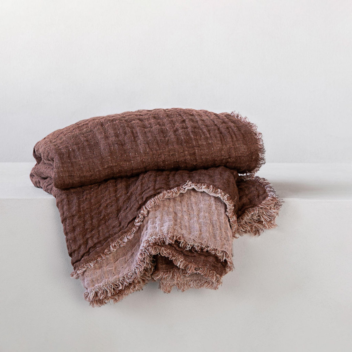 Crush Double Linen Throw Blanket - Floss/Moro