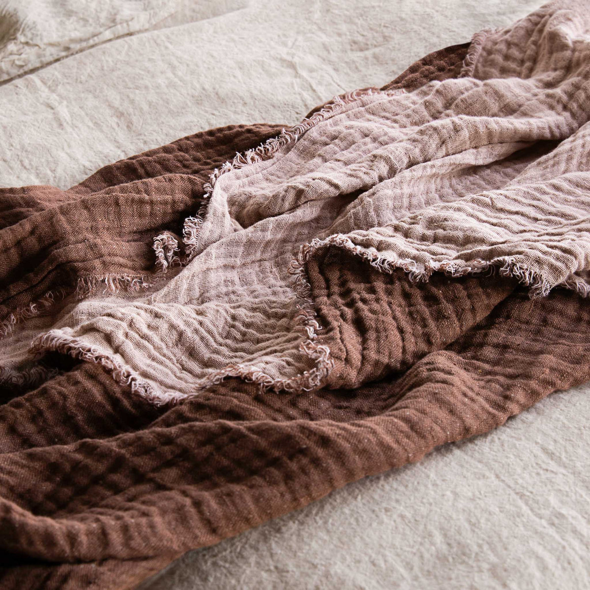 Crush Double Linen Throw Blanket - Floss/Moro