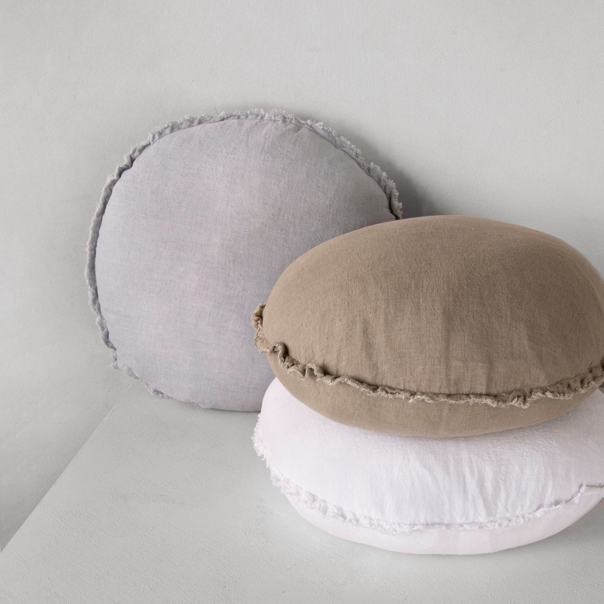 Round Linen Pillow | Pale Grey | Hale Mercantile Co.