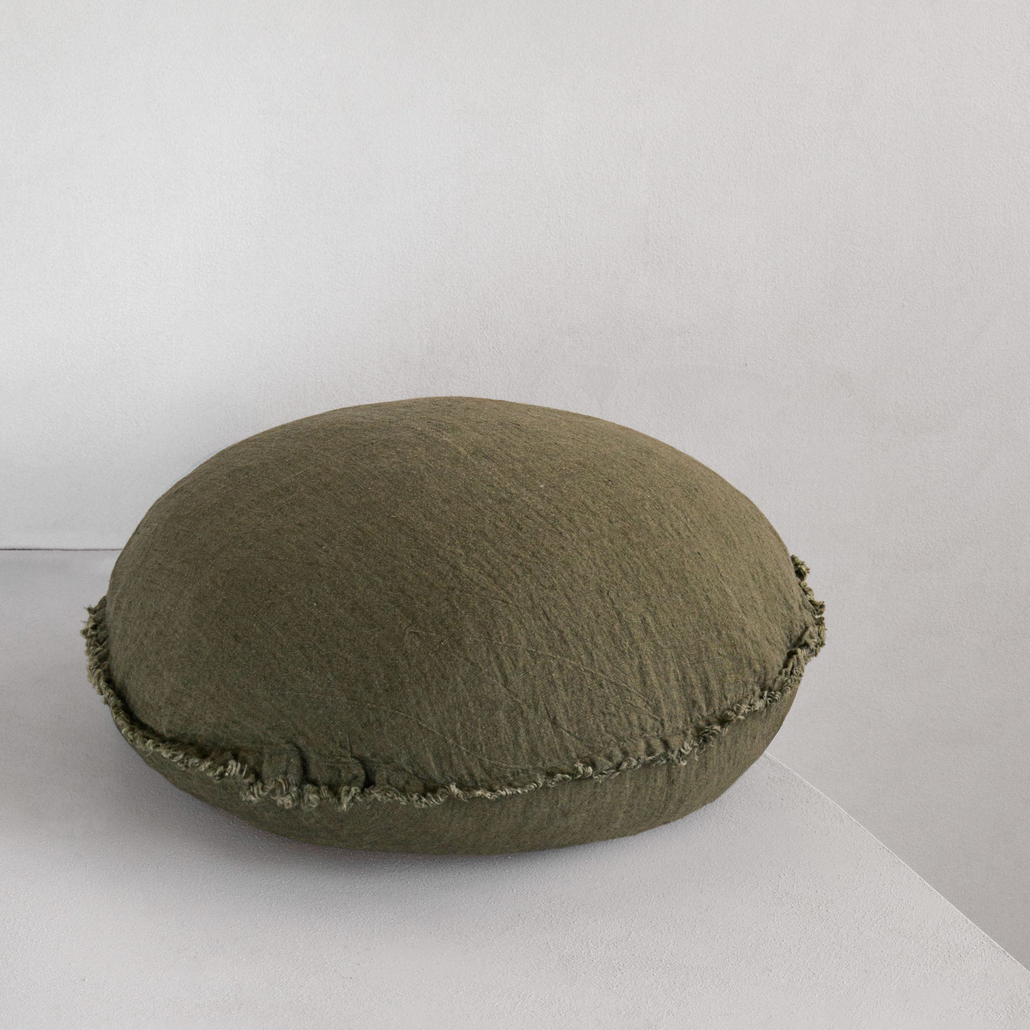 Round Linen Pillow | Deep Khaki | Hale Mercantile Co.