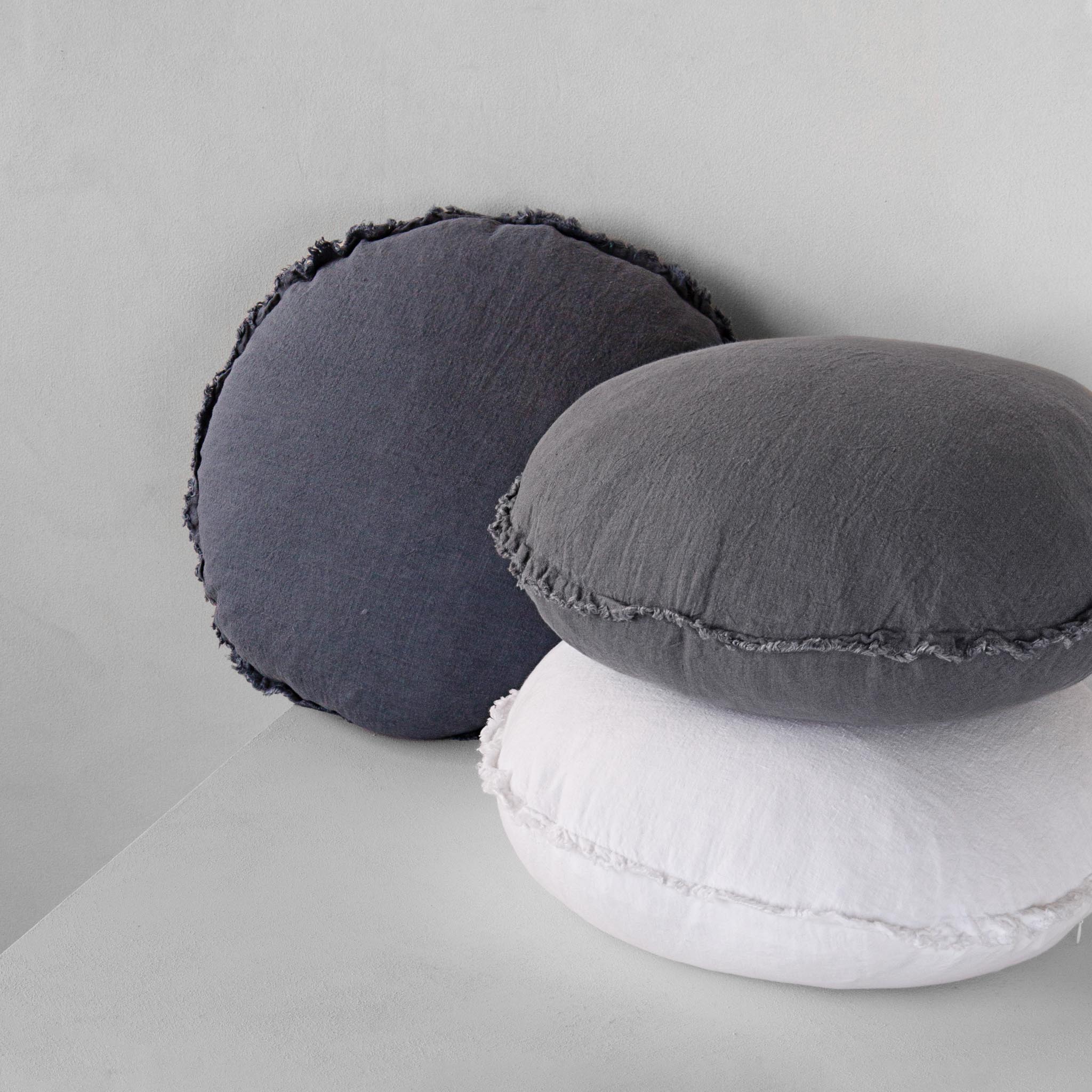 Round Linen Pillow | Charcoal Grey | Hale Mercantile Co.