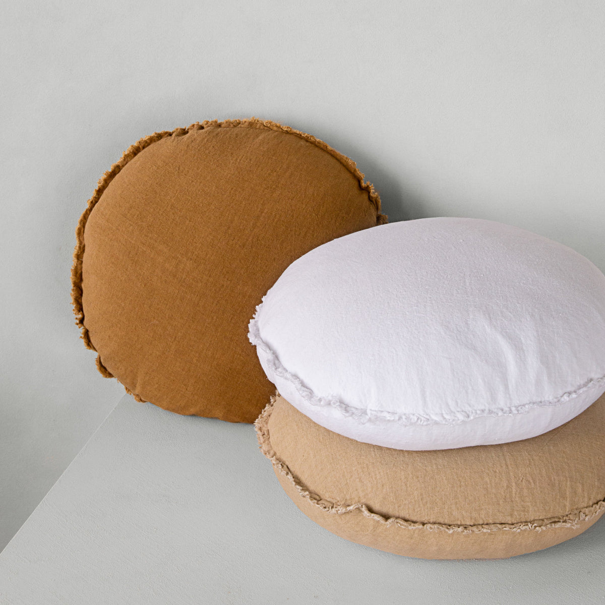 Flocca Macaron Linen Pillow - Carmel