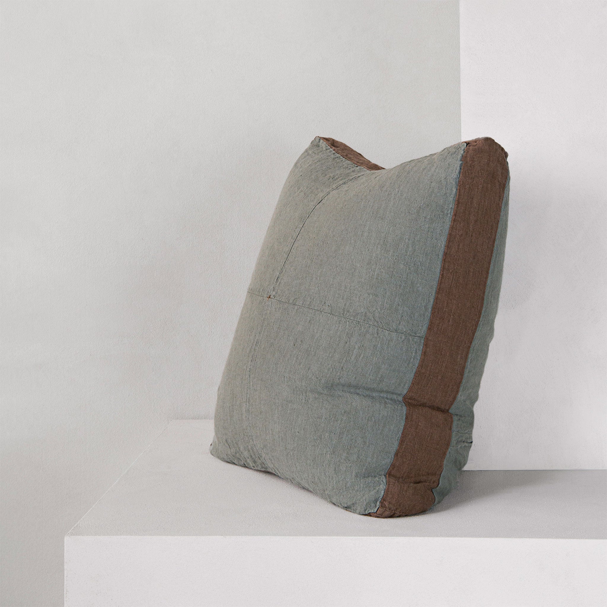 Linen Panel Pillow  | Teal & Brown | Hale Mercantile Co.
