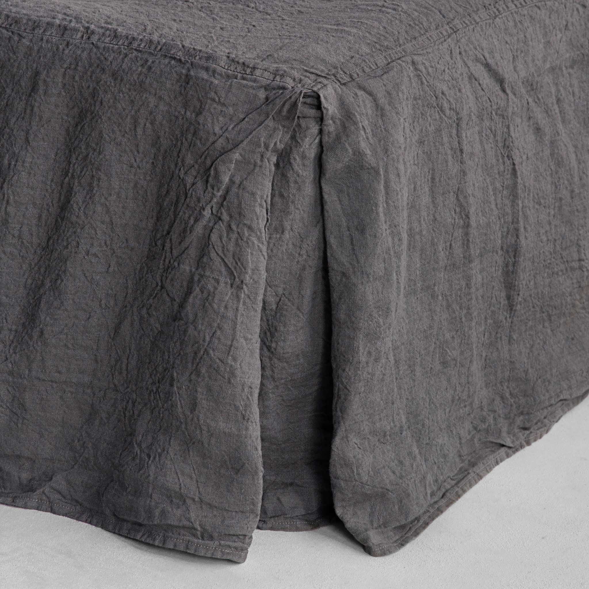 Luxury Linen Bed Skirt | Charcoal Grey | Hale Mercantile Co.