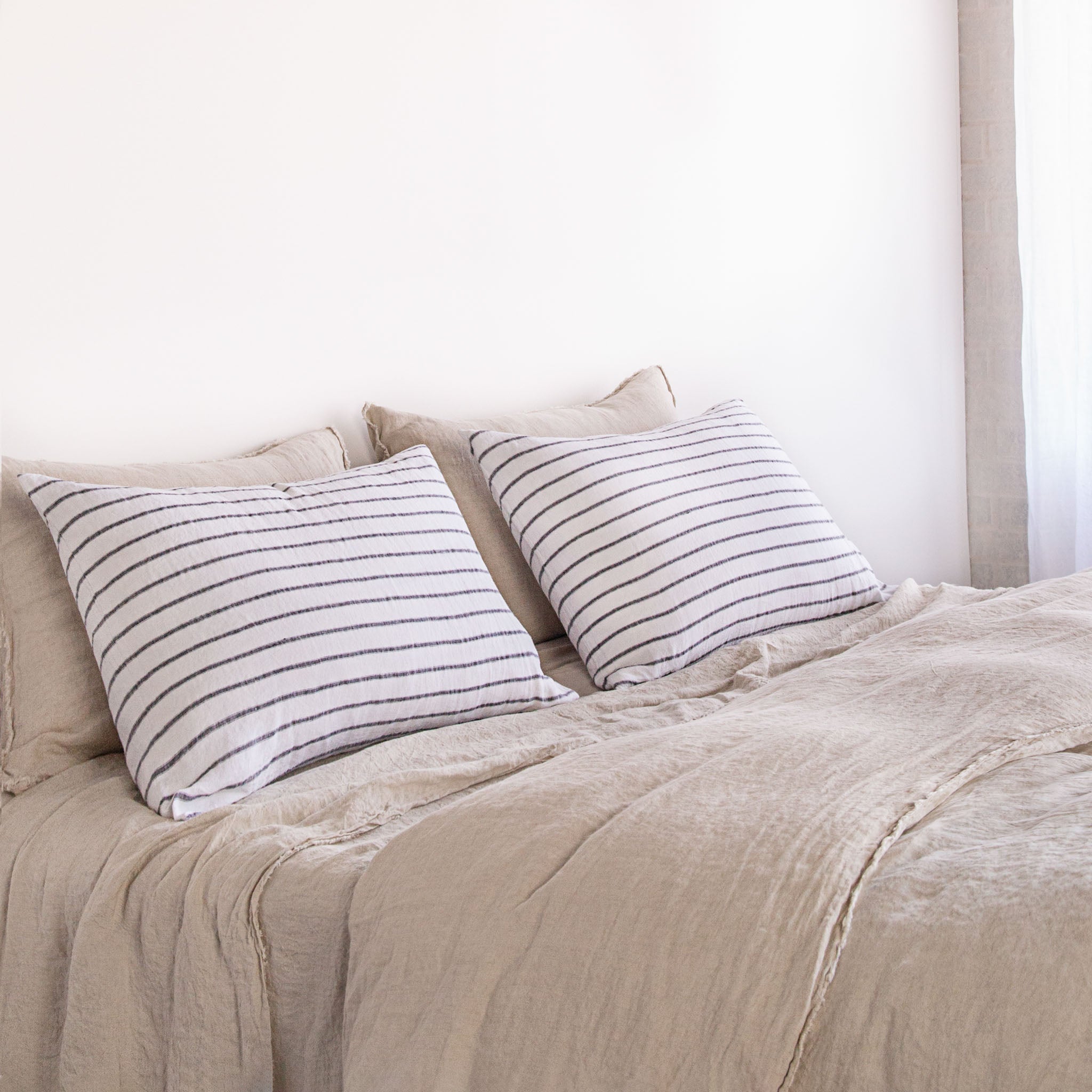 Stripe Linen Pillowcase | Black Stripe | Hale Mercantile Co.