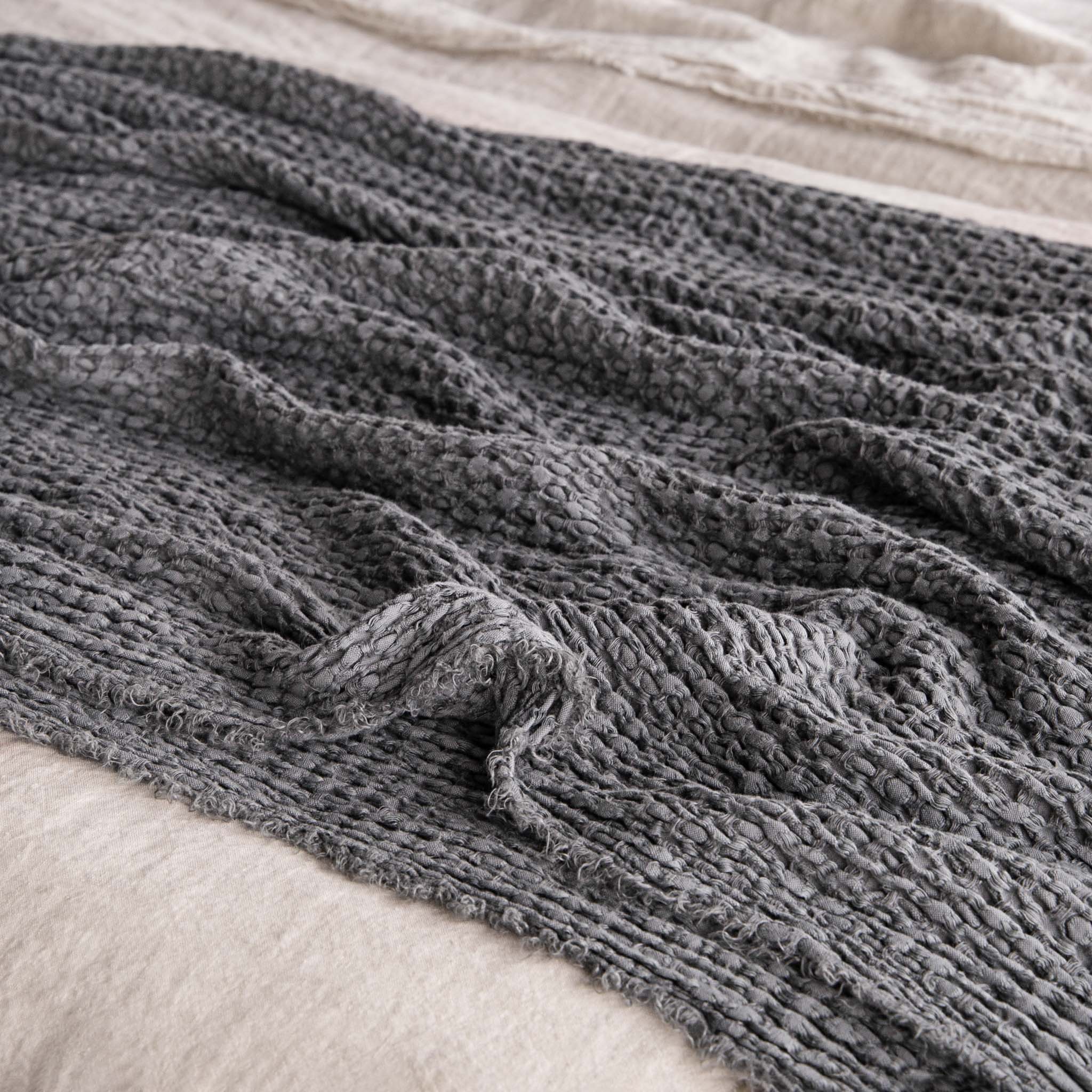 Linen Blanket | Charcoal Grey Luxury Throw | Hale Mercantile Co.