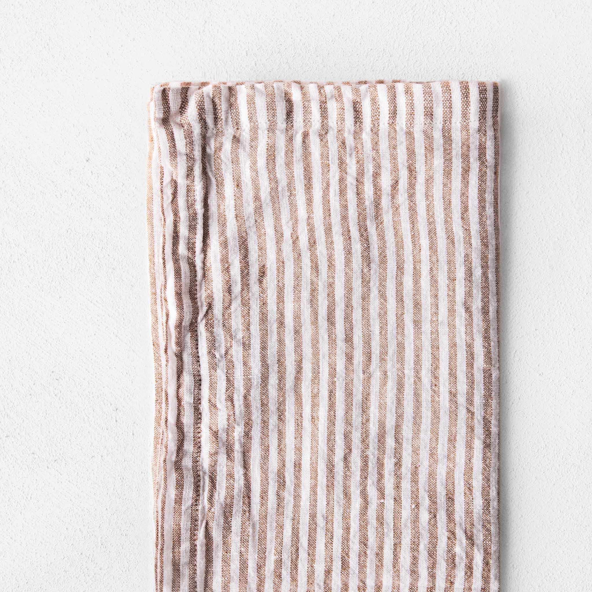 Stripe Linen Napkin | White & Rust Stripe | Hale Mercantile Co.